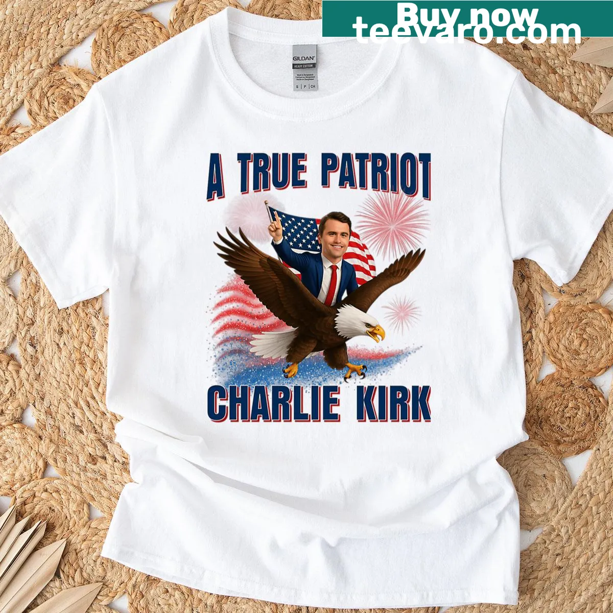 Political commentary meme t-shirt with bold text — on a men's t-shirt