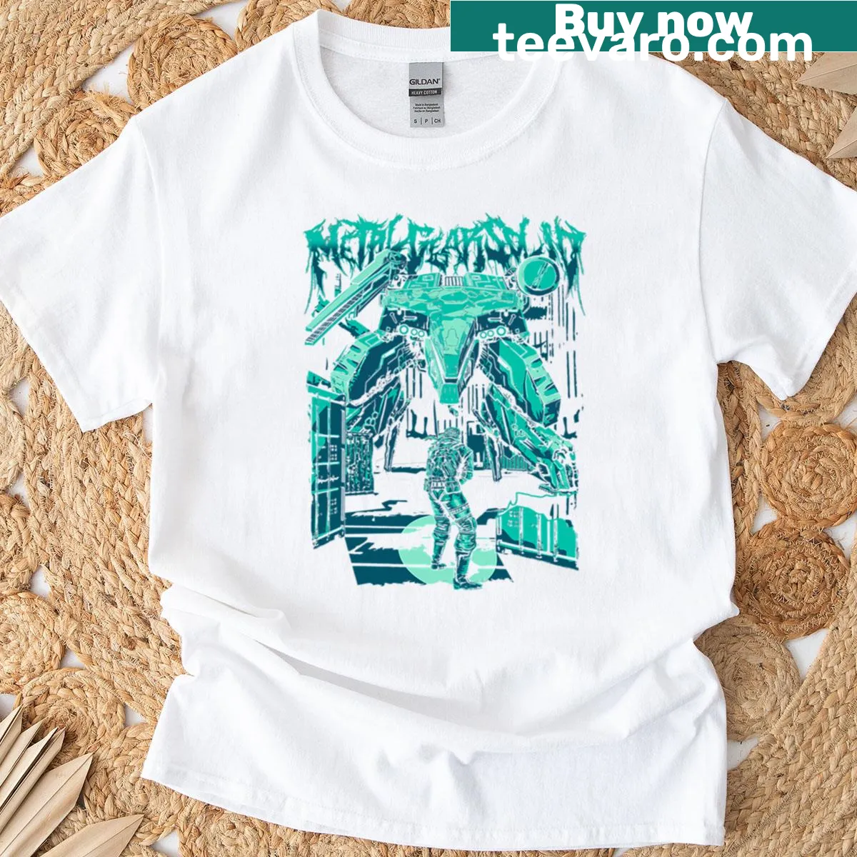 Fan art T-shirt inspired by the Metal Gear Solid video game series — on a men's t-shirt