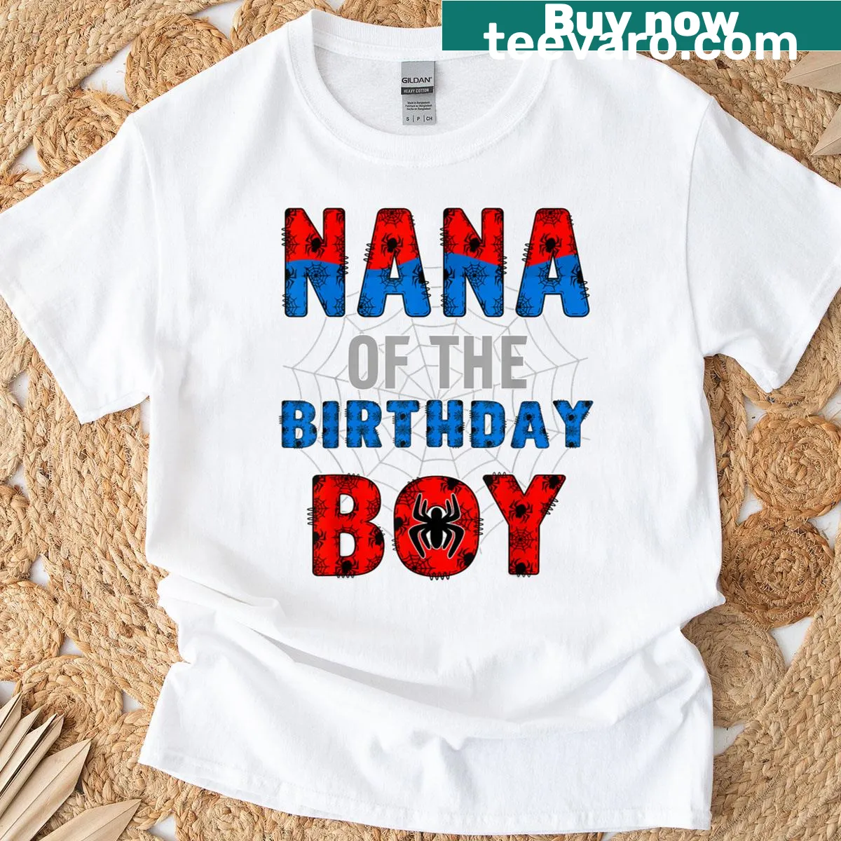 T-shirt for Nana featuring a birthday design with a spider web — on a men's t-shirt