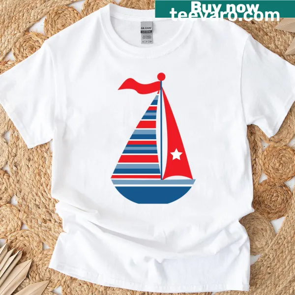Nautical Patriotic America t-shirt with sailboat illustration