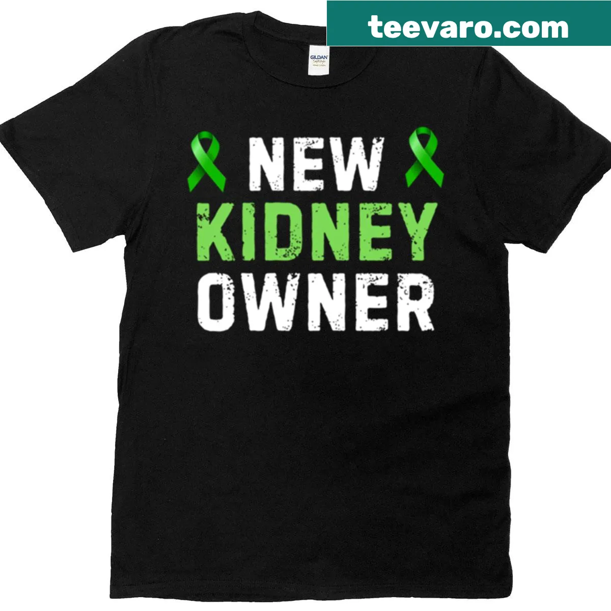 Fun T-shirt with the phrase 'New Kidney Owner' in playful typography — on a men's t-shirt