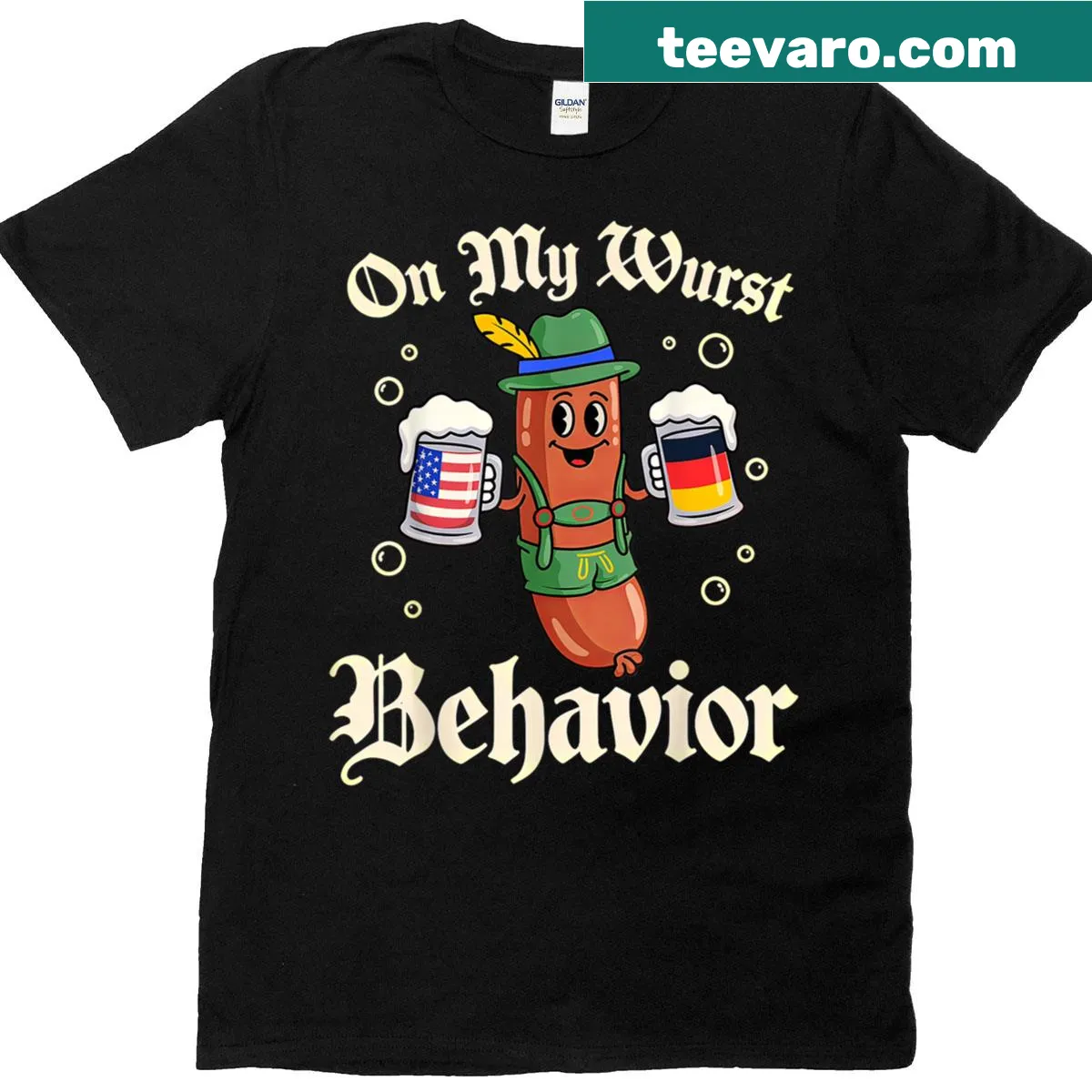 Vintage distressed Oktoberfest t-shirt with humorous slogan — on a men's t-shirt