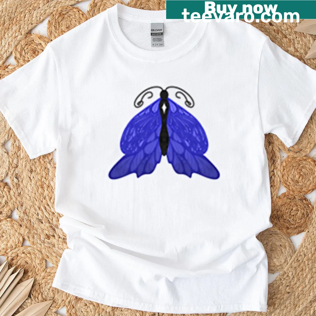 T-shirt featuring a delicate butterfly design symbolizing melancholy — on a men's t-shirt