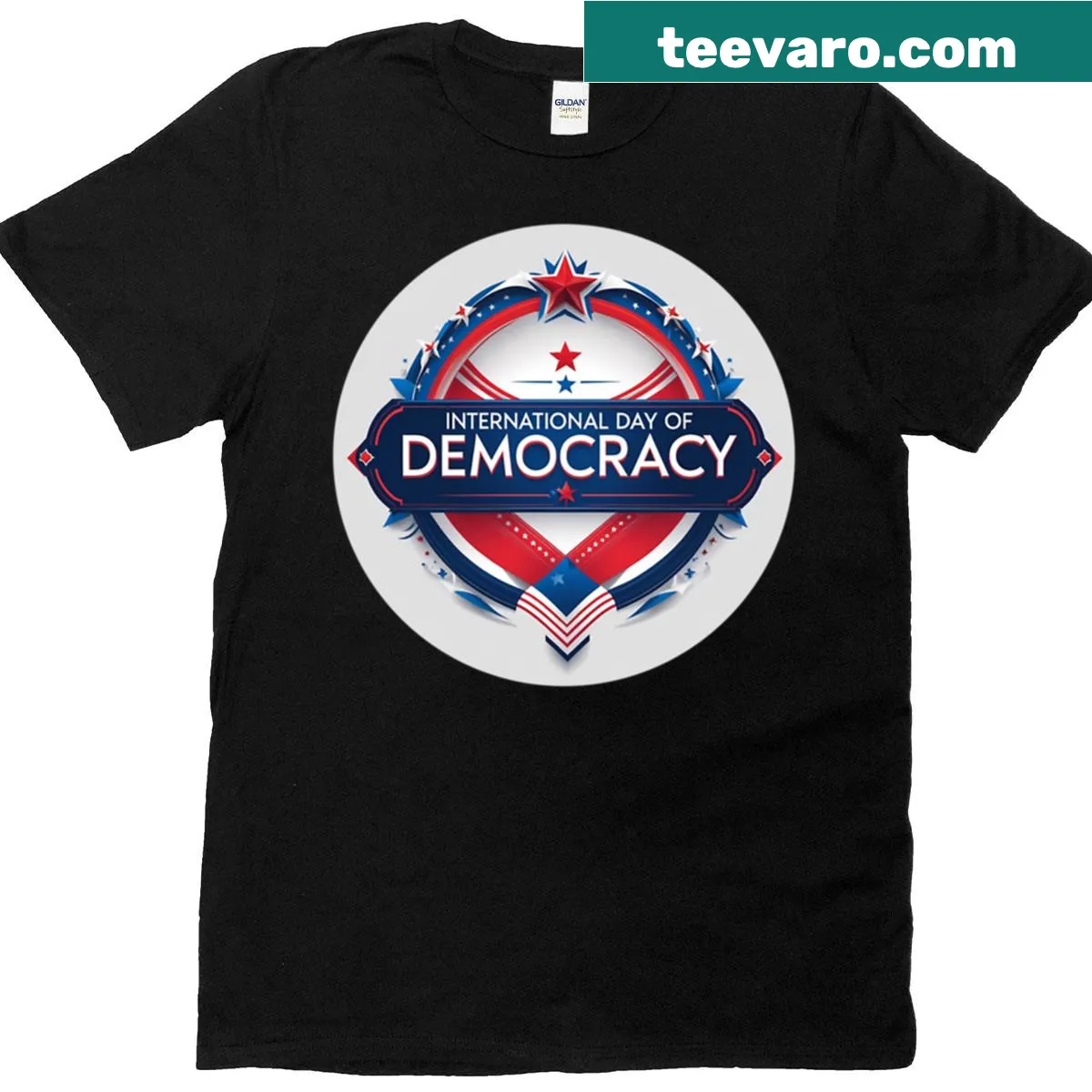 T-shirt with patriotic colors celebrating International Day of Democracy — on a men's t-shirt