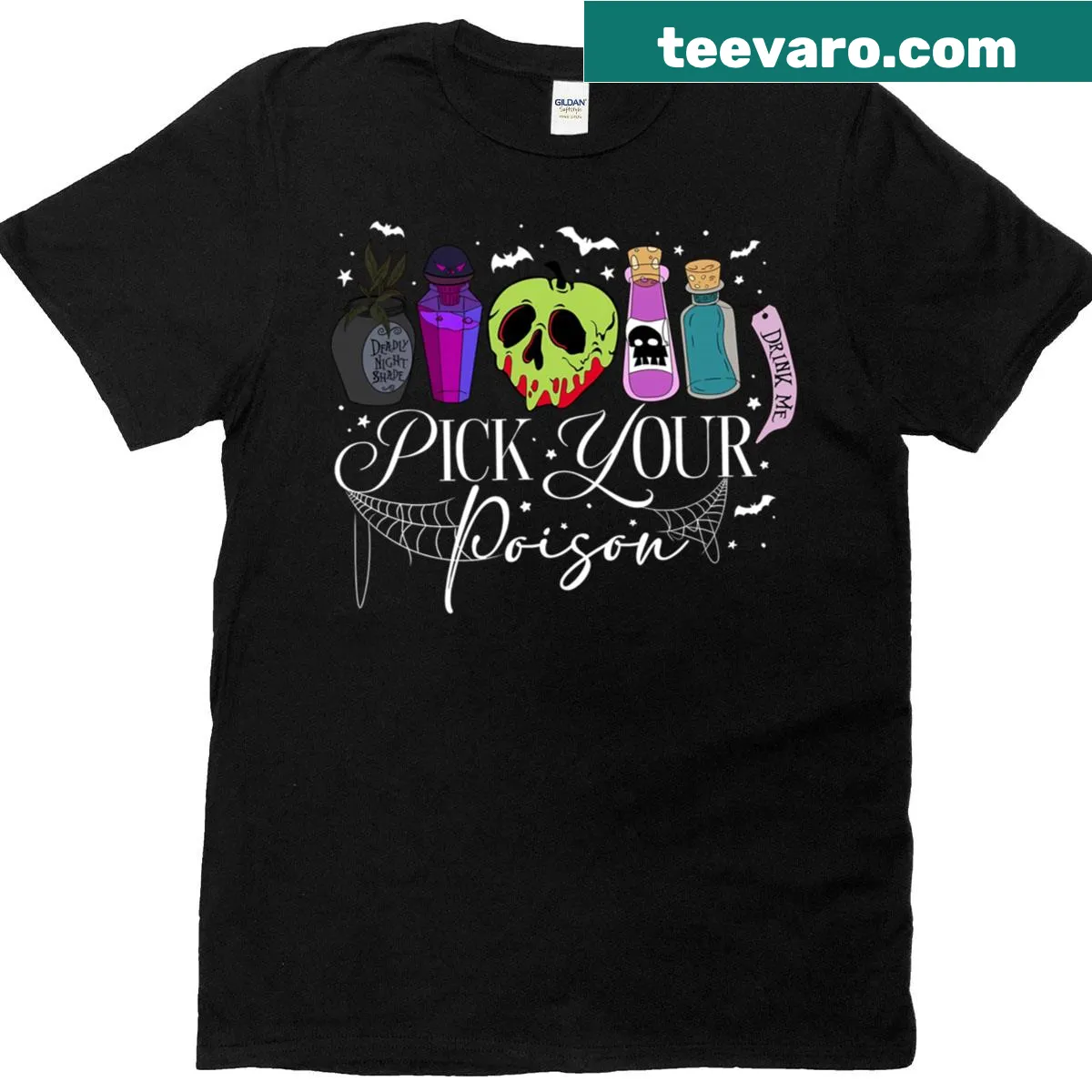 Funny Halloween t-shirt with Pick Your Poison graphic — on a men's t-shirt