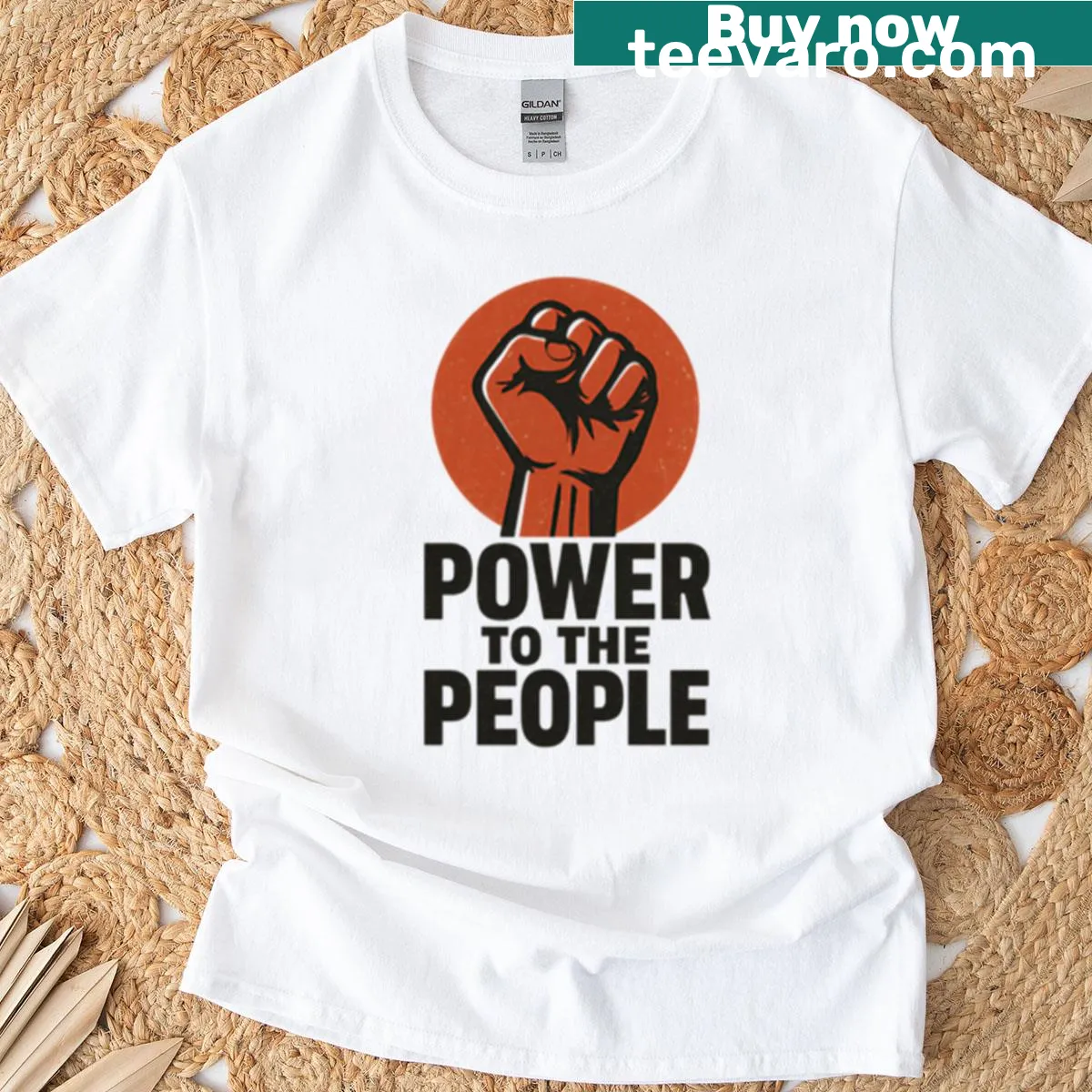 Bold fist graphic for political protest T-shirt — on a men's t-shirt