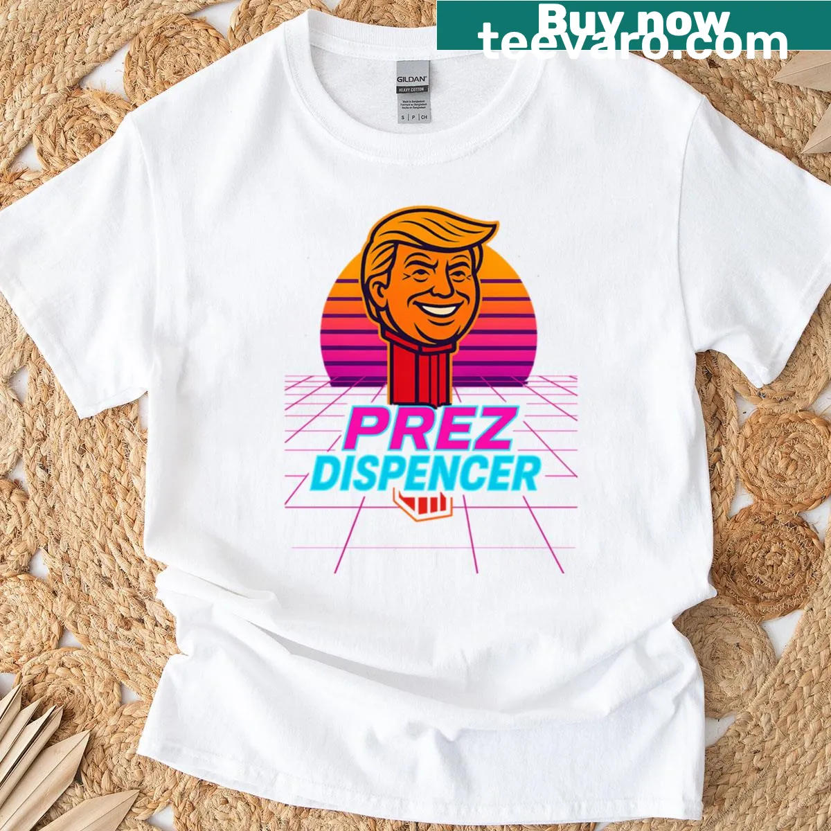 Oversized T-shirt with a parody design of a political figure — on a men's t-shirt