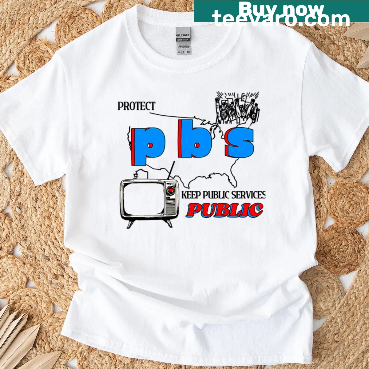 Quirky text design 'Protect Pbs Liberal' on t-shirt — on a men's t-shirt