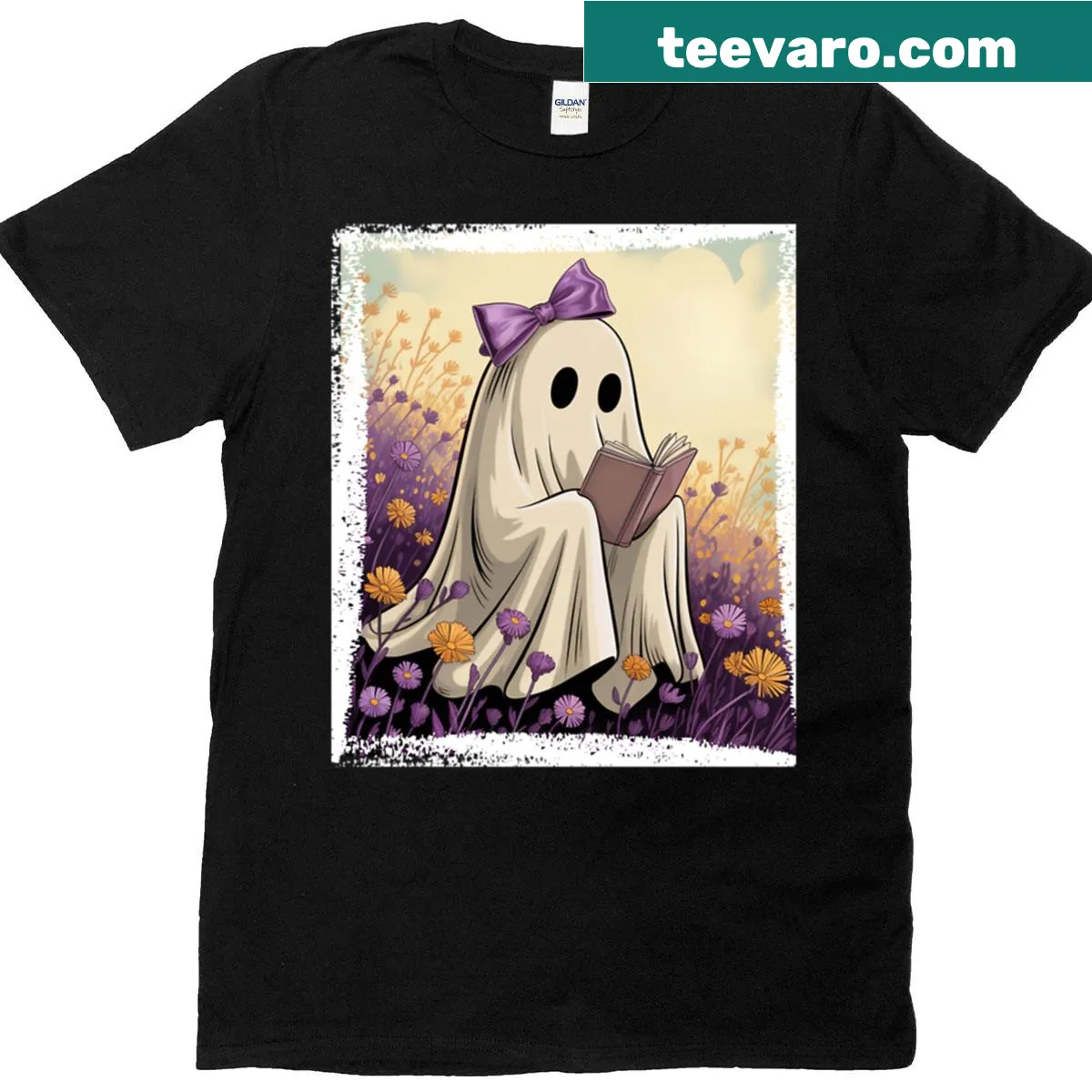 Oversized t-shirt featuring a cute Halloween ghost design — on a men's t-shirt