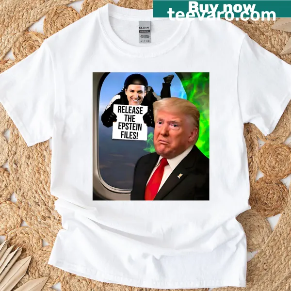 Bold text 'Release The Epstein Files' on T-shirt