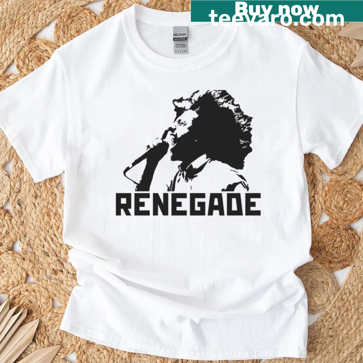 T-shirt featuring graphics inspired by Zach De La Rocha — on a men's t-shirt
