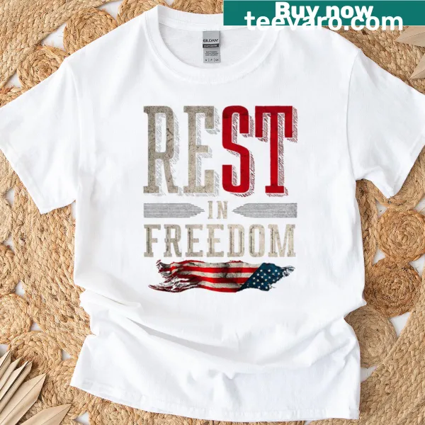 Oversized T-shirt with 'Rest In Freedom' text in a bold design