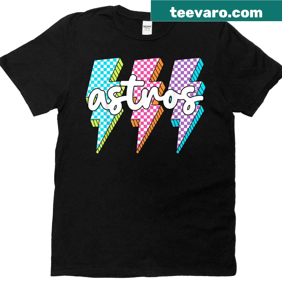 Retro Astros themed t-shirt for sports fans — on a men's t-shirt