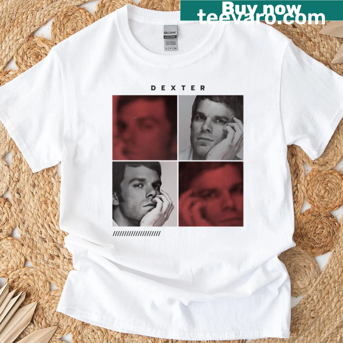 Retro Dexter character design on T-shirt — on a men's t-shirt