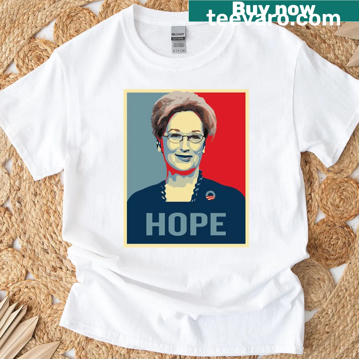 Pop art portrait t-shirt featuring an inspirational hope quote — on a men's t-shirt