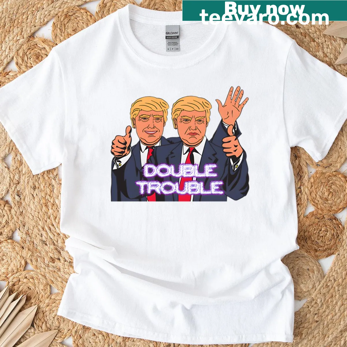 T-shirt with playful 'Second Term Is Double Trouble' text — on a men's t-shirt