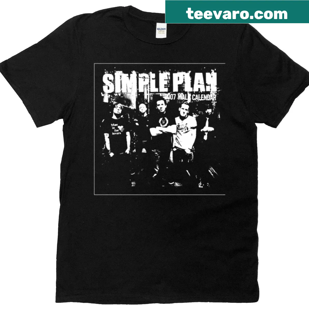 Grunge style T-shirt featuring a sepia graphic inspired by Simple Plan — on a men's t-shirt