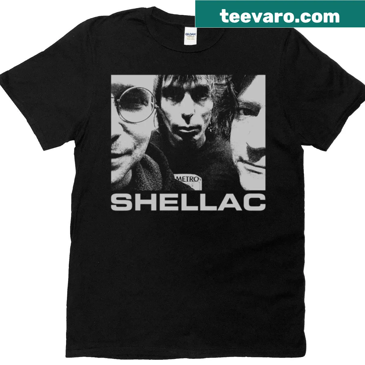 Vintage-style T-shirt with a classic shellac record graphic. — on a men's t-shirt