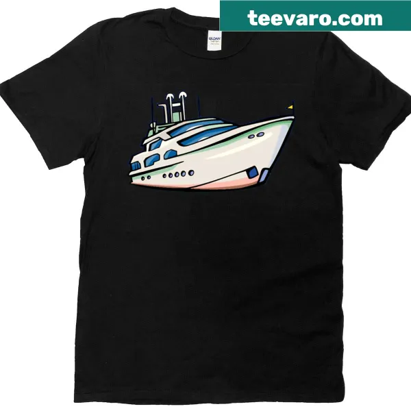 Cartoon t-shirt featuring a playful ship design for kids.