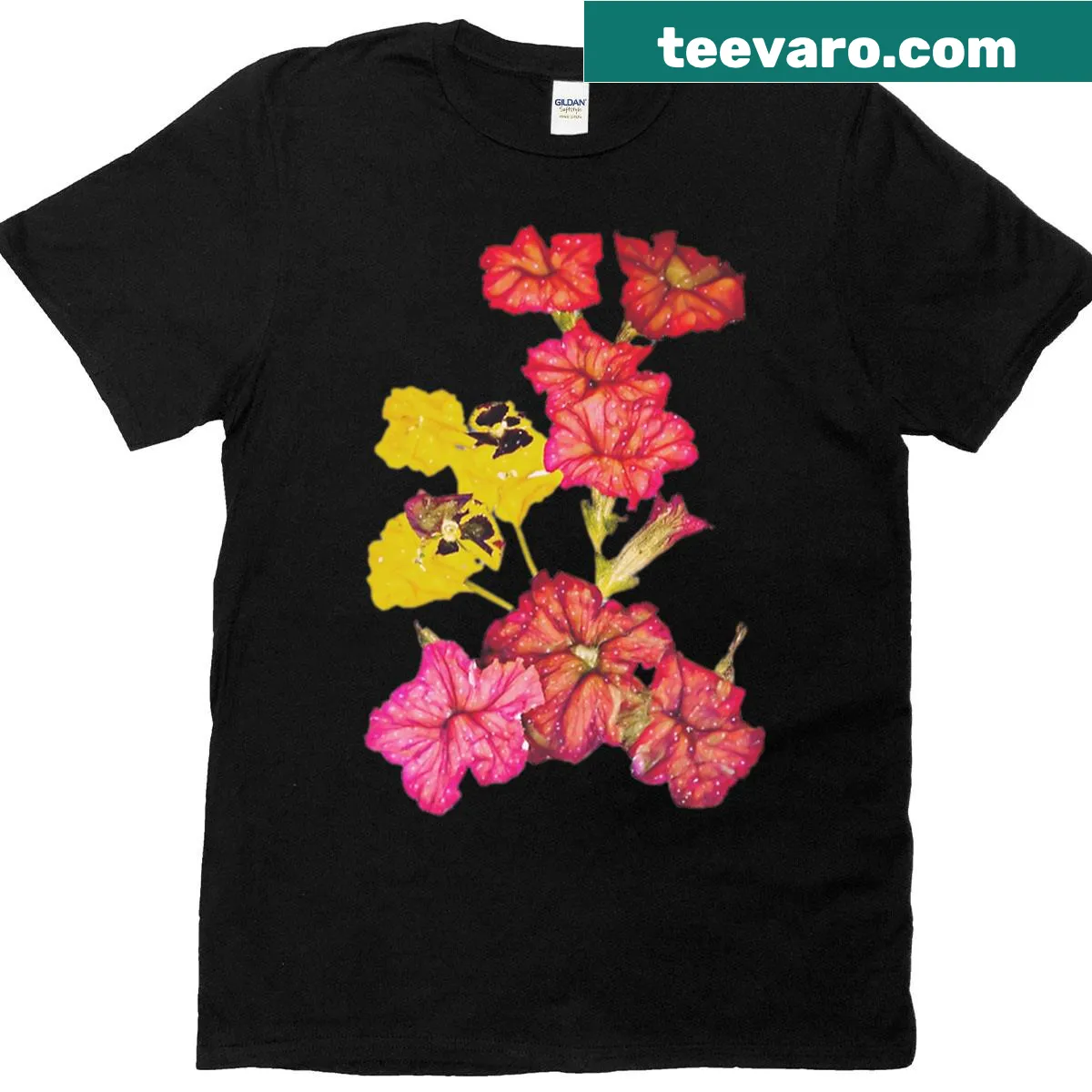 Floral mix design T-shirt celebrating spring and summer — on a men's t-shirt