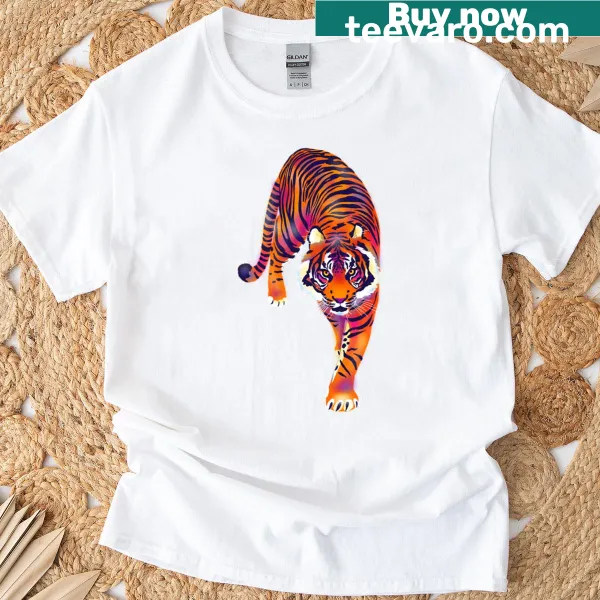 Illustration of a stalking tiger on a T-shirt