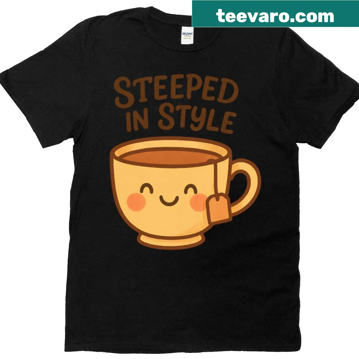 Cute tea pun graphic T-shirt with cartoon design — on a men's t-shirt