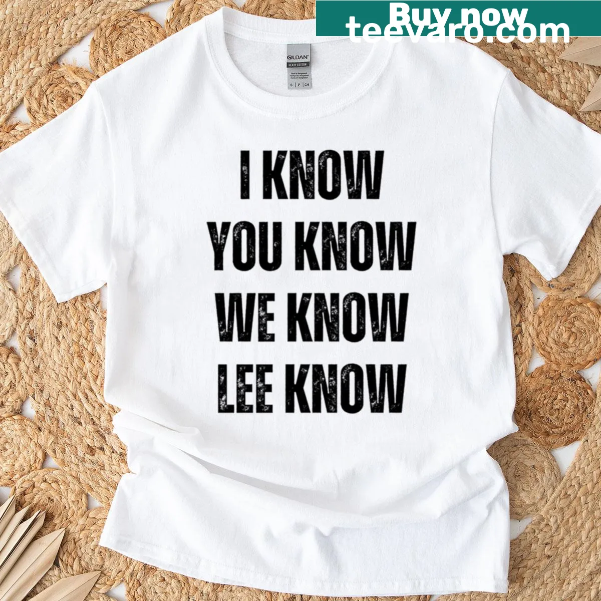 T-shirt featuring graphic design of Stray Kids member Lee Know — on a men's t-shirt