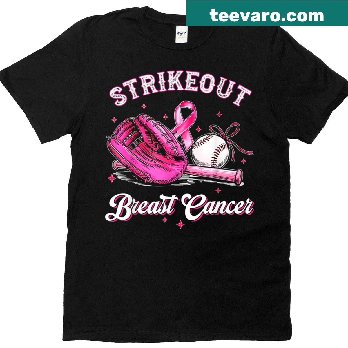 Baseball graphic T-shirt for breast cancer awareness — on a men's t-shirt
