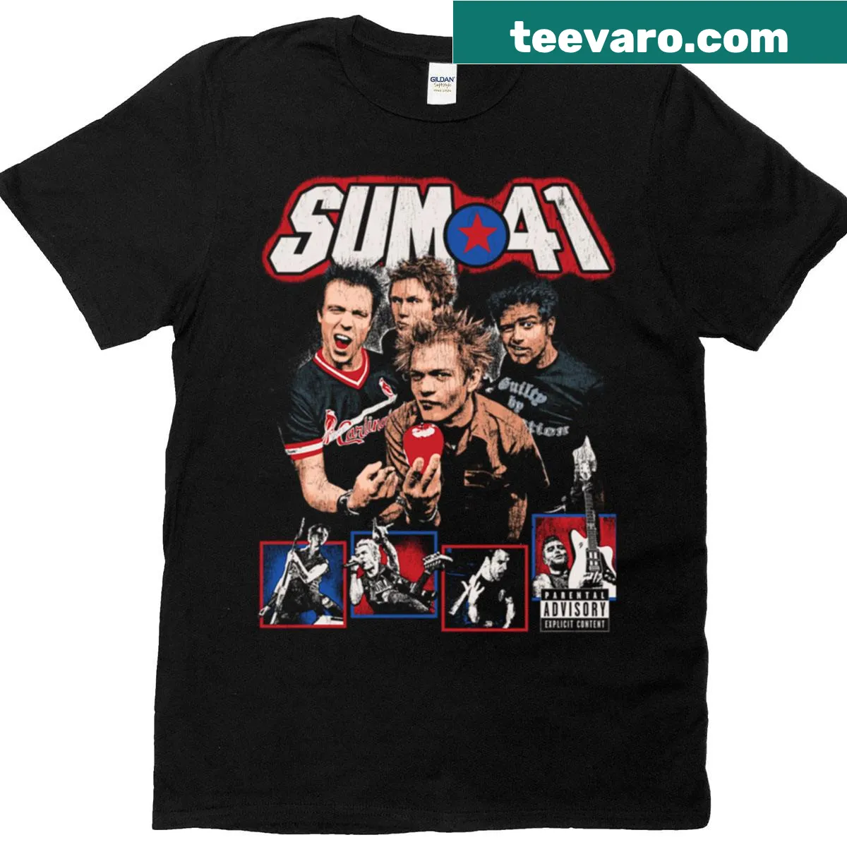 Vintage-inspired T-shirt featuring Sum 41 design from the Y2K era — on a men's t-shirt