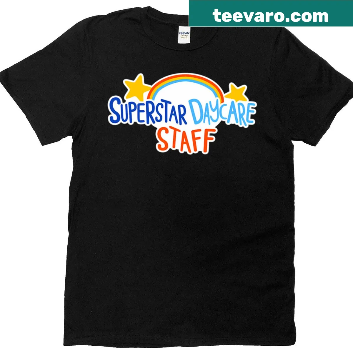 T-shirt for daycare staff featuring 'Superstar Daycare Staff' text — on a men's t-shirt