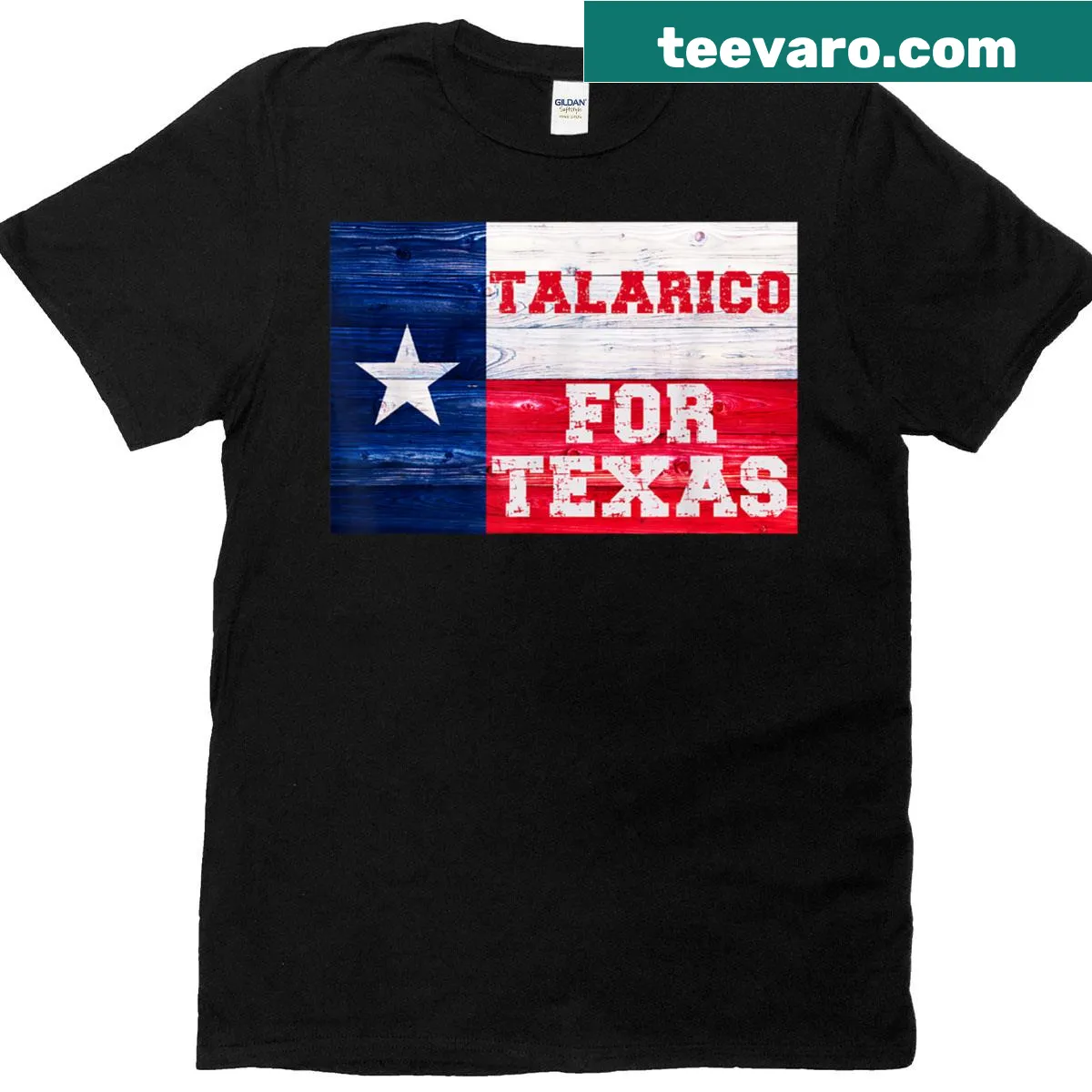 Badge-style t-shirt supporting James Talarico for Texas — on a men's t-shirt
