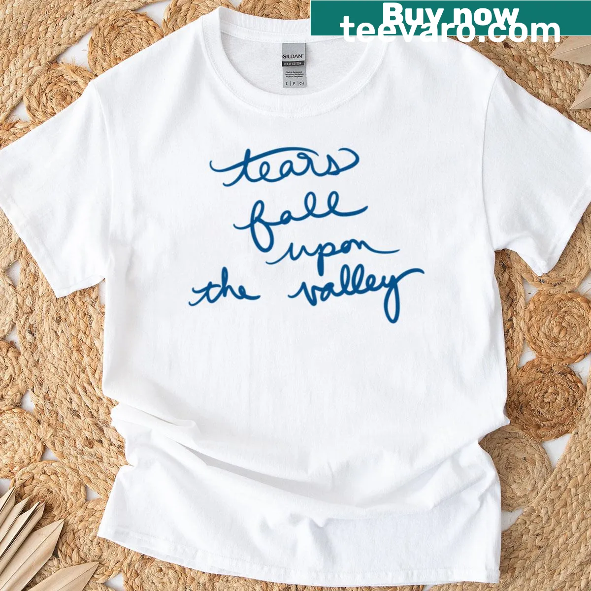 Illustration of tears falling on a valley landscape — on a men's t-shirt