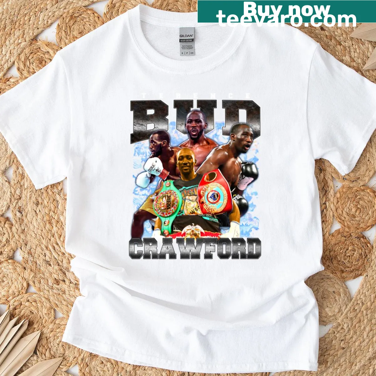 Vintage-style T-shirt celebrating boxer Terence Crawford with a stylized graphic — on a men's t-shirt