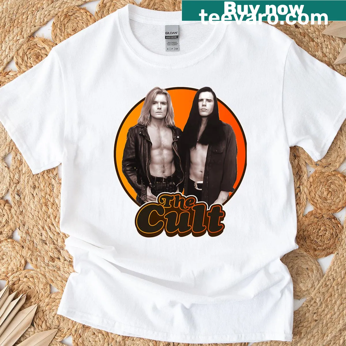 Retro tribute T-shirt design for The Cult Band — on a men's t-shirt