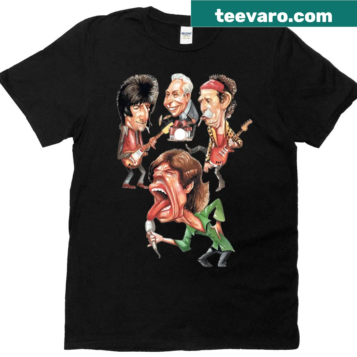 Classic T-shirt featuring The Rolling Stones band logo. — on a men's t-shirt