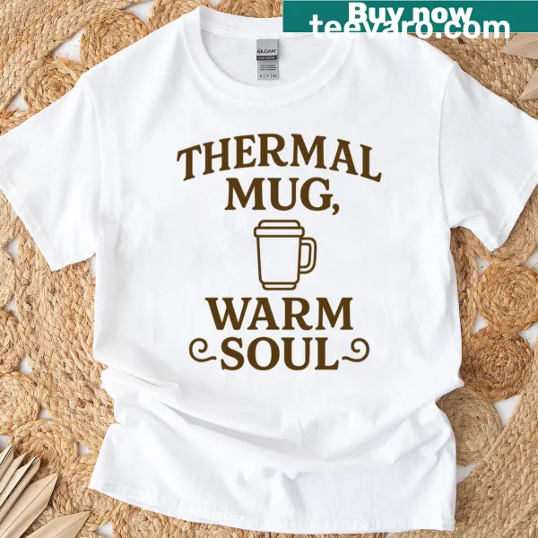 Oversized t-shirt with a thermal mug graphic and cozy quotes