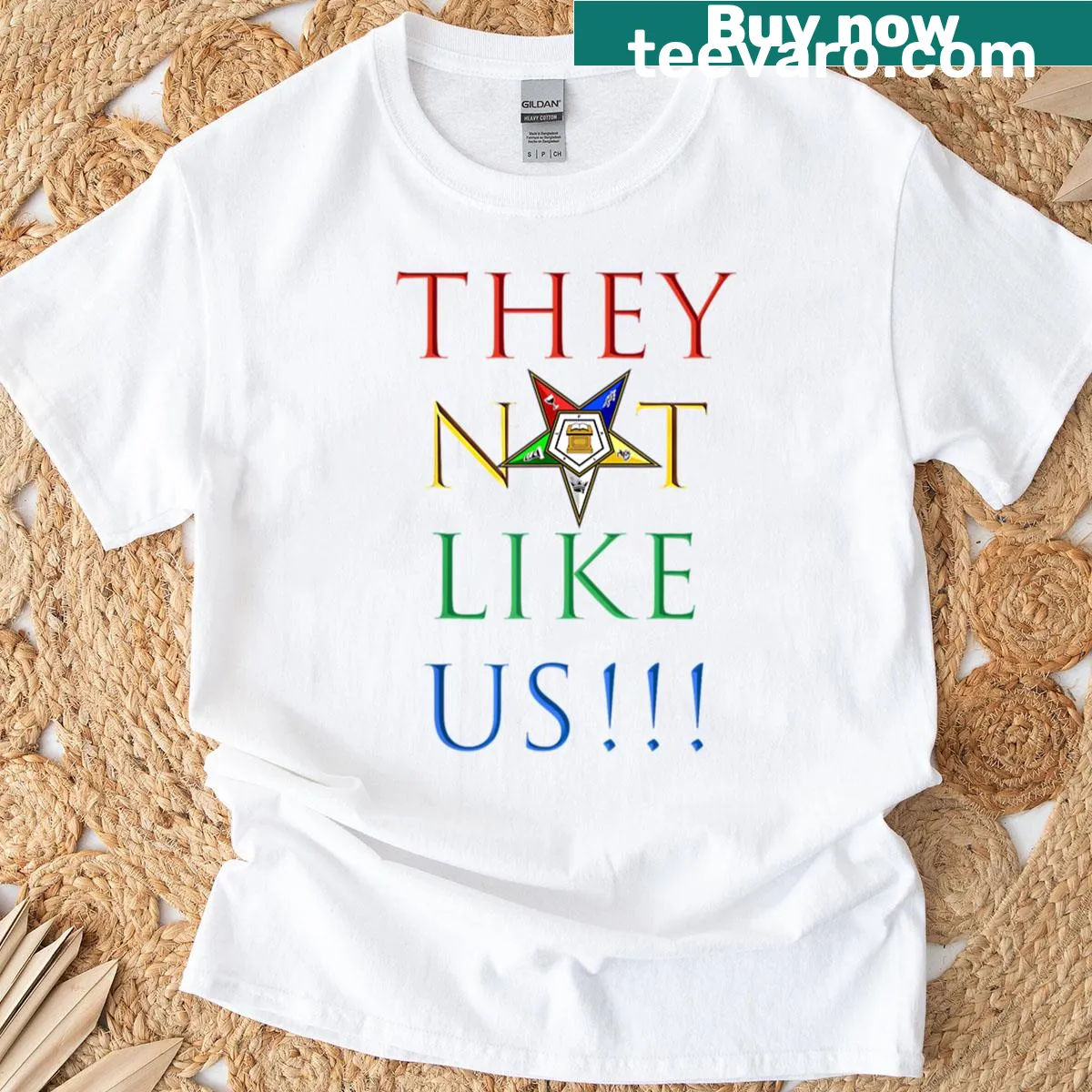 Text-based shirt celebrating sisterhood in the Eastern Star — on a men's t-shirt