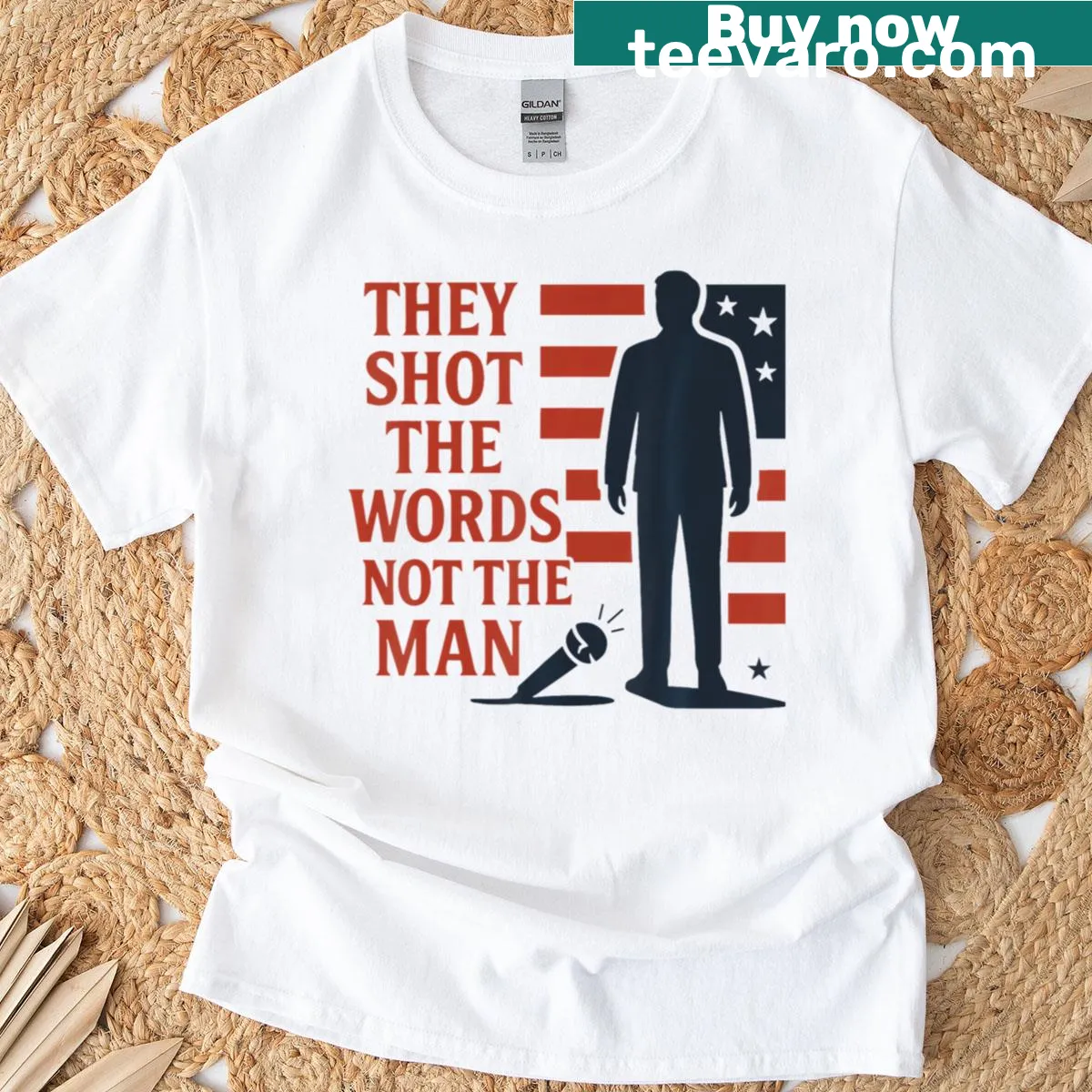 Christian faith political t-shirt featuring bold text — on a men's t-shirt