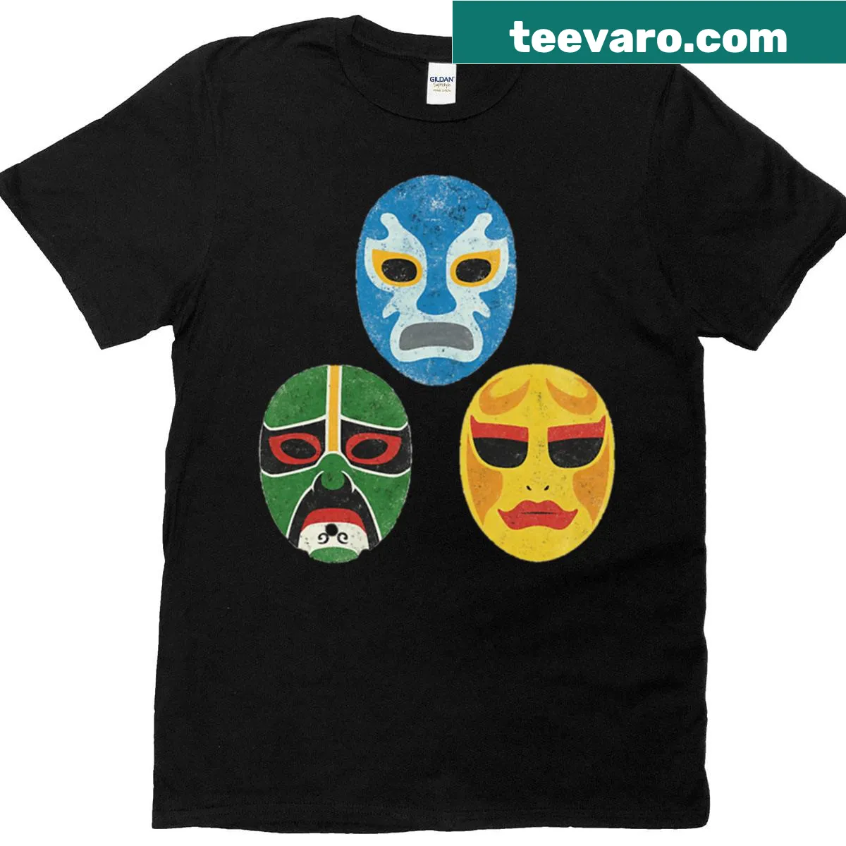 Retro T-shirt with playful Three Ninjas masked design — on a men's t-shirt