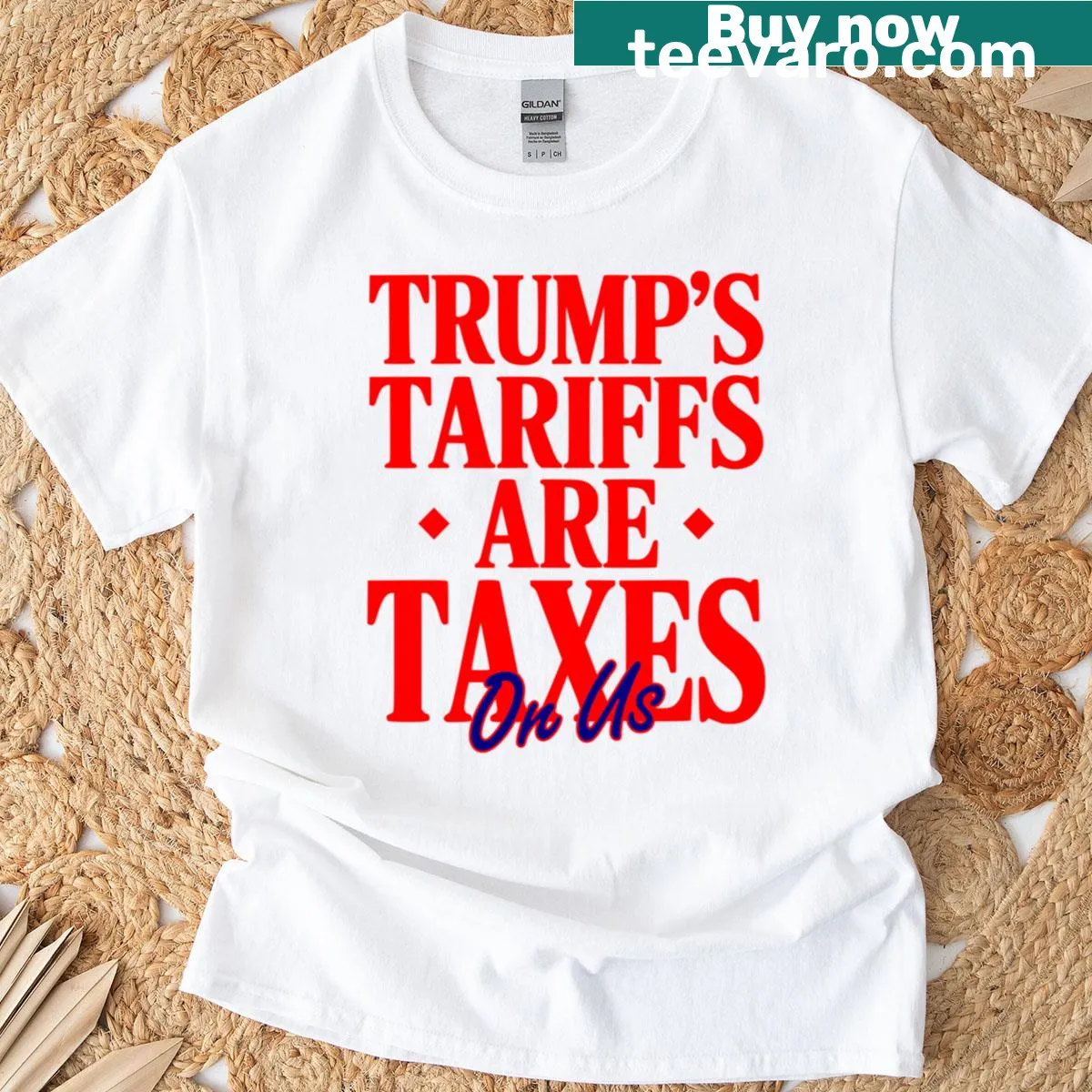 T-shirt with a satirical message about economic policies — on a men's t-shirt