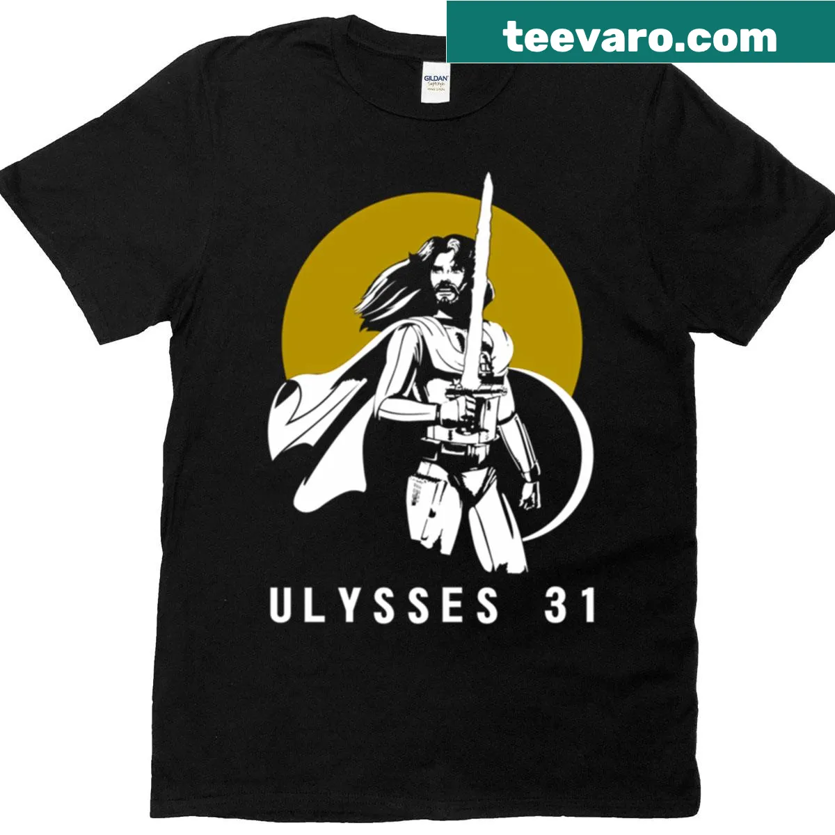 Oversized T-shirt featuring characters from the Ulysses 31 cartoon. — on a men's t-shirt