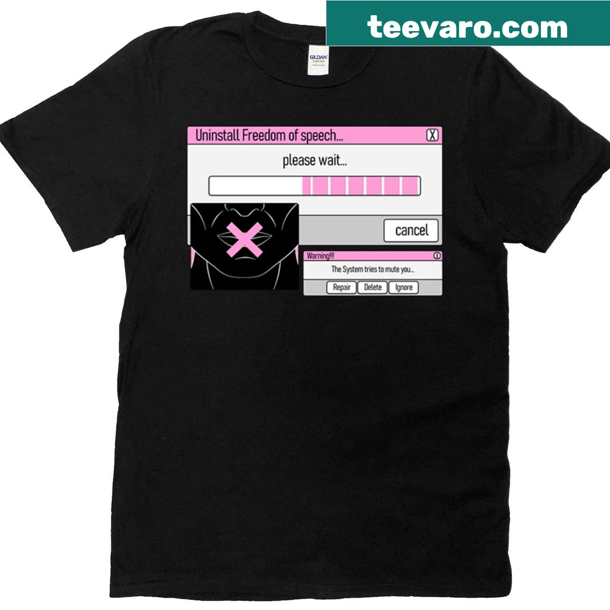 Loading screen design t-shirt with political humor graphic — on a men's t-shirt