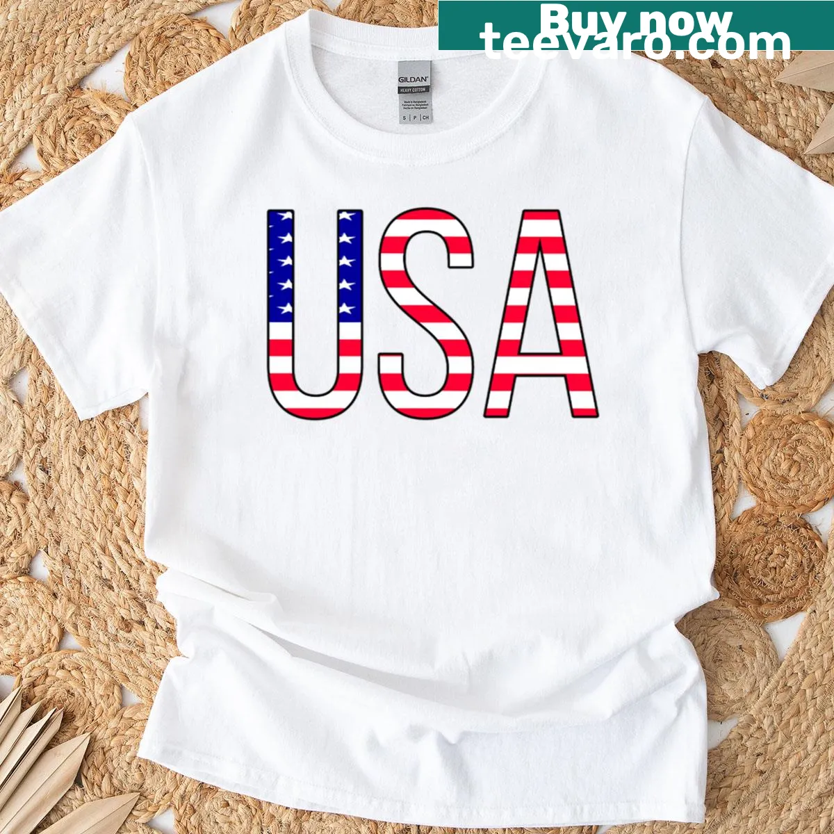 Oversized t-shirt featuring the American flag design — on a men's t-shirt