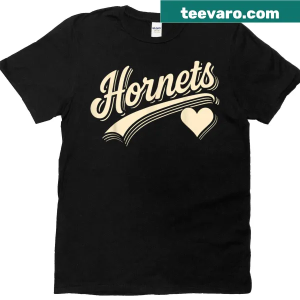 Vintage typography design featuring a hornets heart on a T-shirt