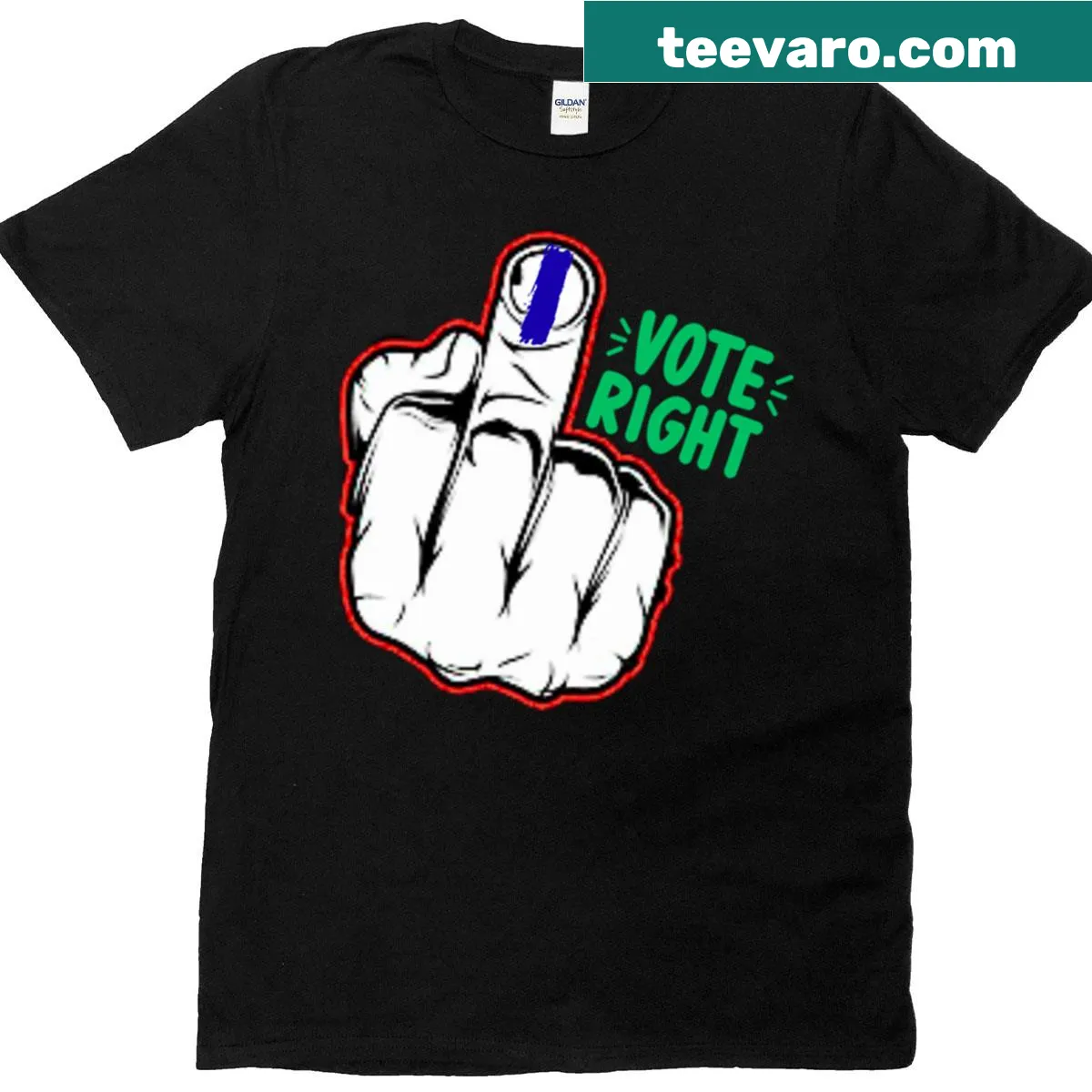 Bold typography T-shirt promoting voting awareness — on a men's t-shirt