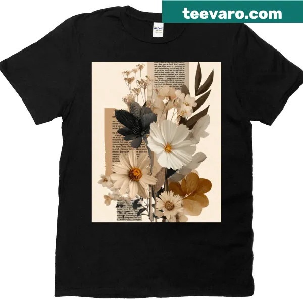 Wildflowers graphic on a literature-themed simplicity t-shirt