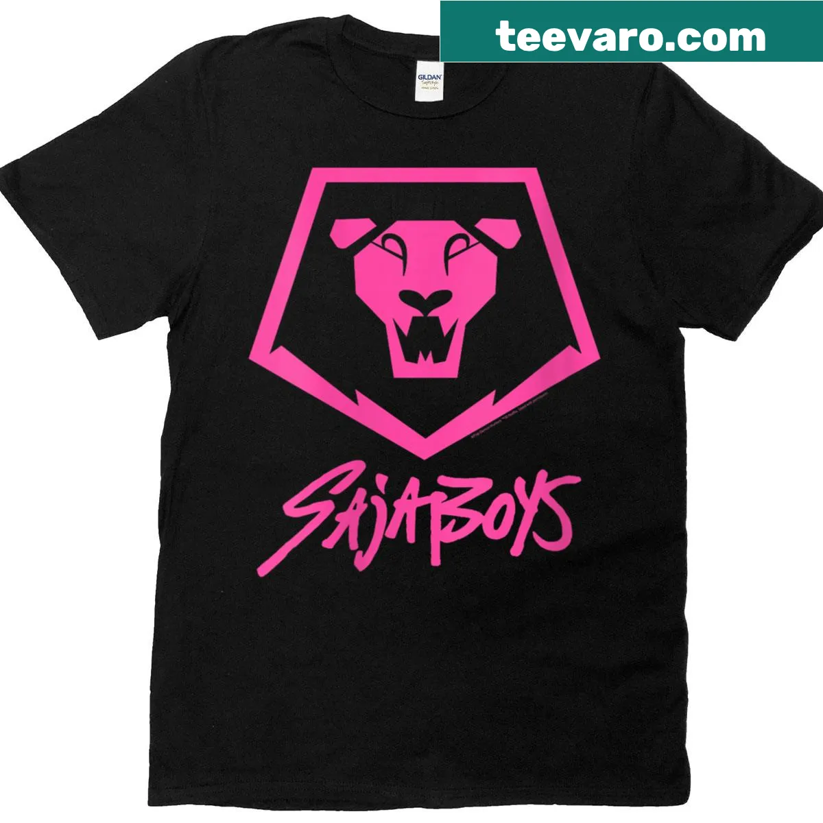 Kpop Saja Boys Lion logo graphic on a women's Halloween t-shirt — on a men's t-shirt