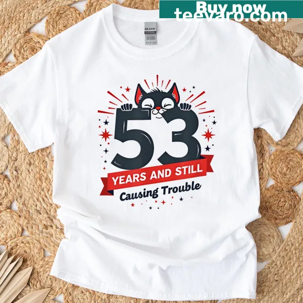 Funny typography celebrating a 53rd birthday with a cat theme