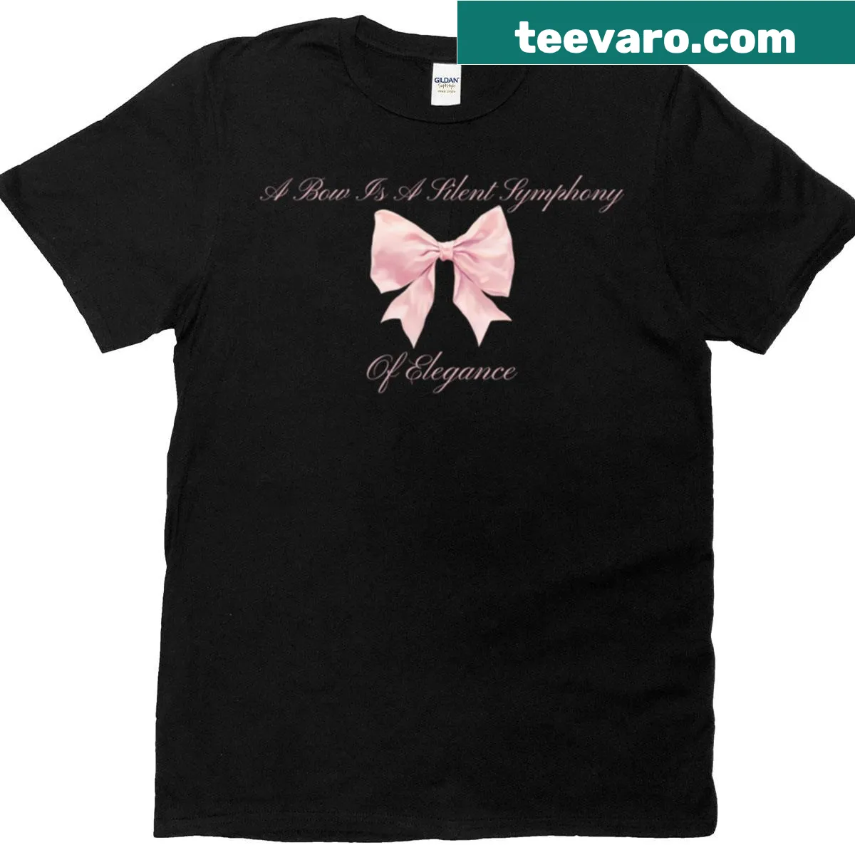 Oversized t-shirt with the phrase 'A Bow Is A Silent Symphony Of Elegance' in elegant typography — on a men's t-shirt