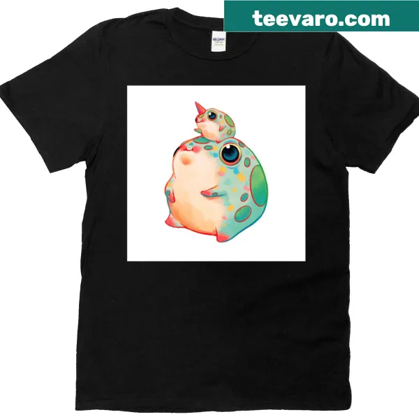 Illustrated t-shirt featuring a frog and its son in a heartwarming design